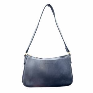 Portland Leather Navy Mini Shoulder Bag Baguette Gold Zip